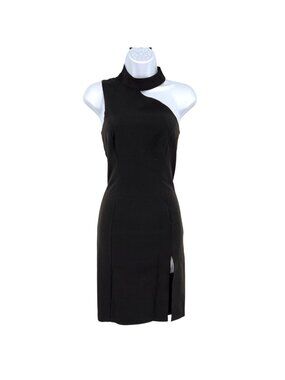 French Connection Echo One Shoulder Asymmetric Halter Dress Black Size 2 NWOT